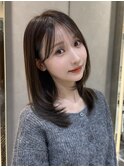  チャコール/オリーブグレー/レイヤーカット小顔顔周り韓国原宿