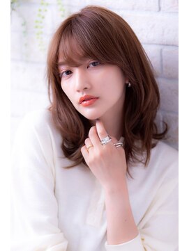 ヘアーアートシフォン 池袋西口店(Hair art chiffon) 暖色系カラーピンクグレージュアンニュイ外ハネ切りっぱなしロブ