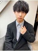20代30代韓流☆ツイストパーマショートマッシュアッシュブラック