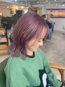 ロストシティ 横浜(LOST CITY) くすみパープルベージュ_波巻きボブスタイル【Lostcity横浜】