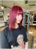 赤髪　ハイトーン　チェリーレッド　デザインカラー　ブリーチ