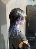 インナーブルーカラーのロングウルフ/推しカラー