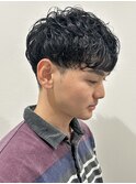 メンズマッシュセンターパートスパイラルパーマニュアンスパーマ