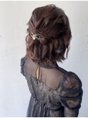 短くても可愛いボブハーフアップ結婚式ヘア渋谷mutsuki