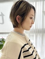 トレヘアー 京都 烏丸(tRe hair)&nbsp;ショートボブ　大人可愛い　20代/30代/40代　ハイライトカラー