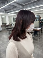 ニコ トウキョウ 渋谷(nico TOKYO)&nbsp;ダブルカラーチェリーレッドピンクブラウン韓国レイヤーロング