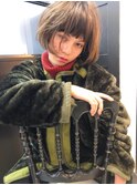 ショコラグレージュ/オン眉/切りっぱなしボブ/たまプラーザz1