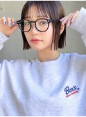 コンパクトボブ×イヤリングカラー×シースルーバング