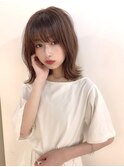 ガーリー 斜めバング ニュアンスカラー