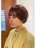 ショートボブ×オレンジブラウン