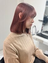 ランテルディ 渋谷(LANTERDIT)&nbsp;アッシュピンクカラー　艶感　顔周りカット　透明感カラー