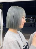 ボブミルクティーベージュブリーチダブルカラー堀江