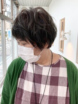 トップヘアー 大元店(TOP HAIR) 30代40代50代60代耳だし抜け感ひし形ショート【つばき】