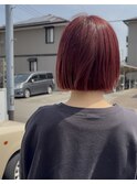 -高知 id-【白髪ぼかし】ワインレッドボブ