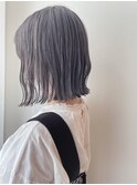 Say.ミディアムホワイトグレージュミニウルフぱっつん前髪表参道