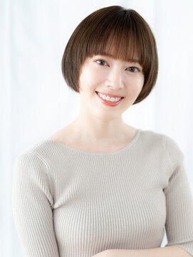 ドクターズサロン LAB 小山店 ぱっつん前髪マロンベージュ丸みショートb小山20代30代40代