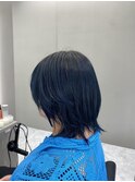 ウルフ×ネイビーブルー(イルミナカラー+カット)