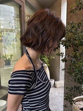 メゾンアクア 表参道(Maison ACQUA) ◎ミディアムパーマデジタルパーマボブパーマチェリーブラウン