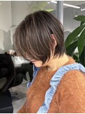 くびれショートボブ40代50代グレイカラー白髪染め白髪ぼかし