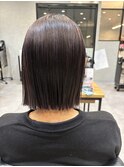 縮毛ぱっつんハイライトボブ