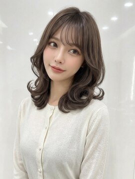 アロン(ALLON) 韓国風シースルーバングくびれヘアー×ミディヘア