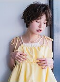 ショートパーマ×かきあげ前髪【岡山】ゆるふわパーマ