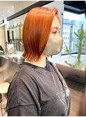 ケアブリーチ×オレンジ×切りっぱなしボブ【石垣麻衣】【横浜】