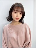 ラベンダーベージュ/くびれミディアム/小顔顔まわりカット/新宿