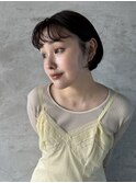 丸みショートボブ/パーマ風ウェーブ前髪