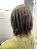 2025流行ボブウルフ×透明感シナモンベージュハイライトカラー