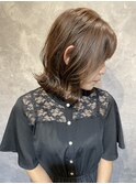 ミディアム×白髪ぼかし×ハニーベージュ