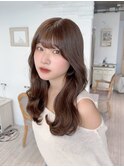 ブリーチなしダブルカラーミルクティーブラウン韓国くびれヘア