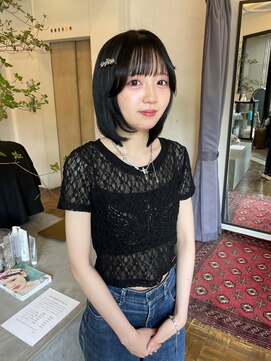 ヘアーアイスカルテット(HAIR ICI QUARTET) 大人可愛い小顔ボブ×透明感ブルーブラック