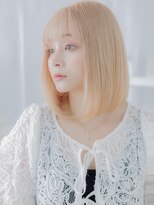 カバーヘア 上尾西口店(COVER HAIR)&nbsp;韓国風ミルクティーブロンド切りっぱなしボブディc7上尾10代20代
