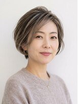 ティータ(teeta)&nbsp;【骨格診断】逆三角カバー★立体感ショートボブ×白髪ぼかし
