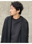 フェザーマッシュくせ毛風パーマかき上げサイドパートショート