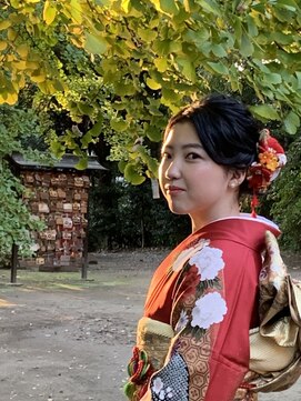 ハナココ 水戸店(hana Coco) ロケーション撮影 成人式 ゆるふわアップ フルメイク 水戸