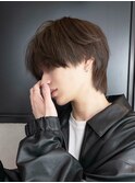 メンズ無造作ヘア_ハイライト波巻きアッシュブラック_ba426961