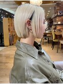 切りっぱなしボブ*ボブ*フェイスレイヤー*ハイトーンベージュ