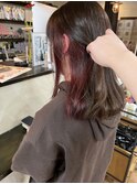 インナーレッド×明るめブラウン