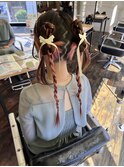 #ヘアアレンジ#ヘアセット#カチモリ#リボンアレンジ