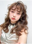 オリーブカラーくすみベージュウルフレイヤーロング_F0008