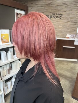ヘアドレッシング インプローブ 前橋(hair dressing improve) ロングウルフカット×ピンクベージュ