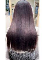 アム 表参道(am) 小顔薄めバンググレージュレイヤーロング前髪パーマ黒髪