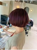 ワインレッド×ボブ