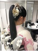【新宿駅/新宿三丁目/ヘアセット/タイトポニーテール/和服ヘア】