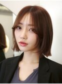顔周りレイヤーカットくびれヘアミルクティーベージュカラー韓国