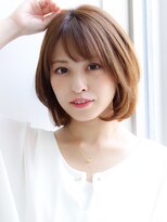 ☆30代40代50代大人かわいいカーキグレージュフェザーバングボブ