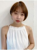 大人可愛い20代30代40代小顔ショート×メープルベージュ