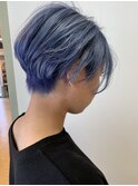 ネイビーブルーコンパクトショートヘア_トリプルカラー_349